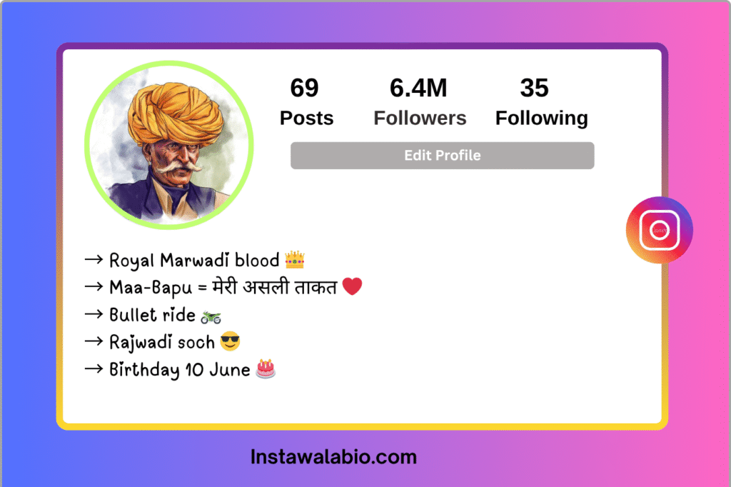 Marwadi Bio for Instagram