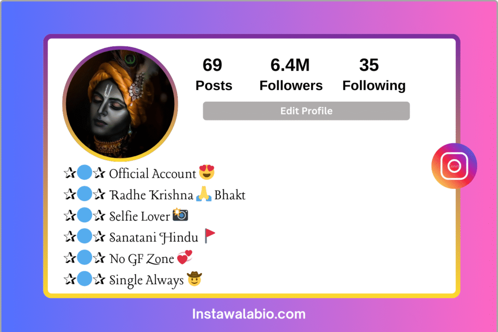 Radhe Radhe Bio for Instagram