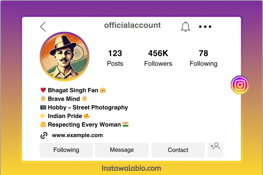 Veer Bhagat Singh Bio for Instagram in Hindi