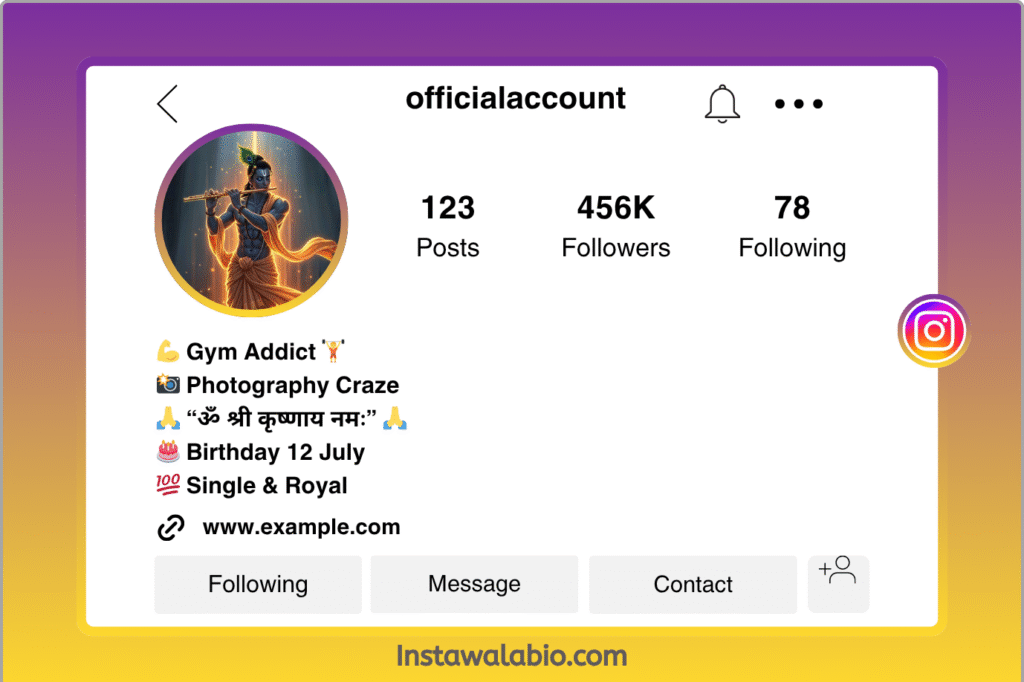 Krishna Mantra Bio for Instagram