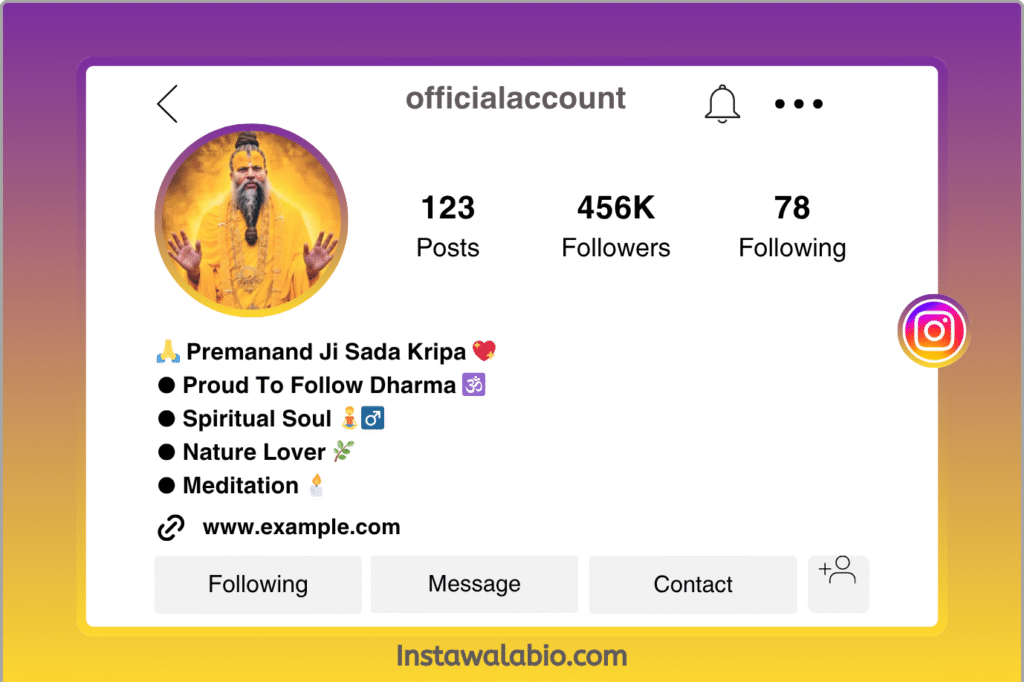 Premanand ji Maharaj Bio for Instagram